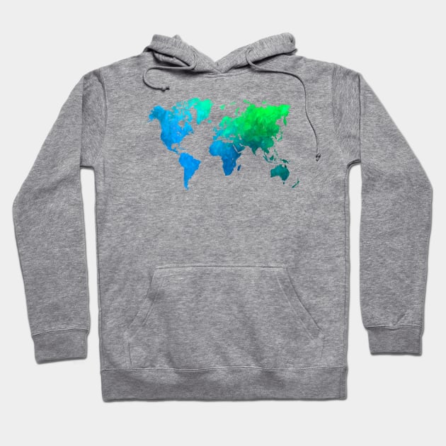 world map green blue #worldmap #map Hoodie by JBJart